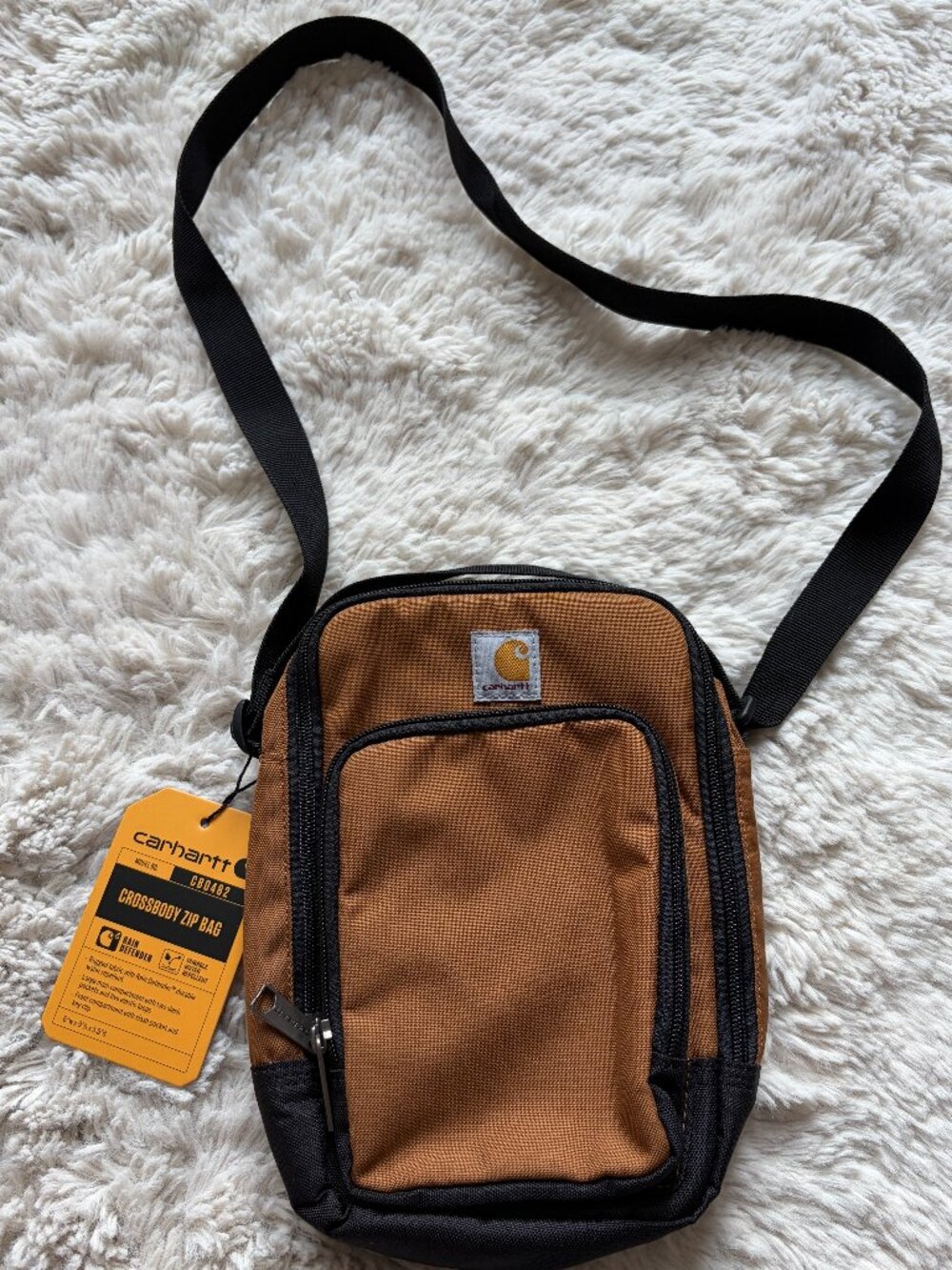 Carhartt Brown Rain Defender Vertical Crossbody Zip Bag One Size NWT
